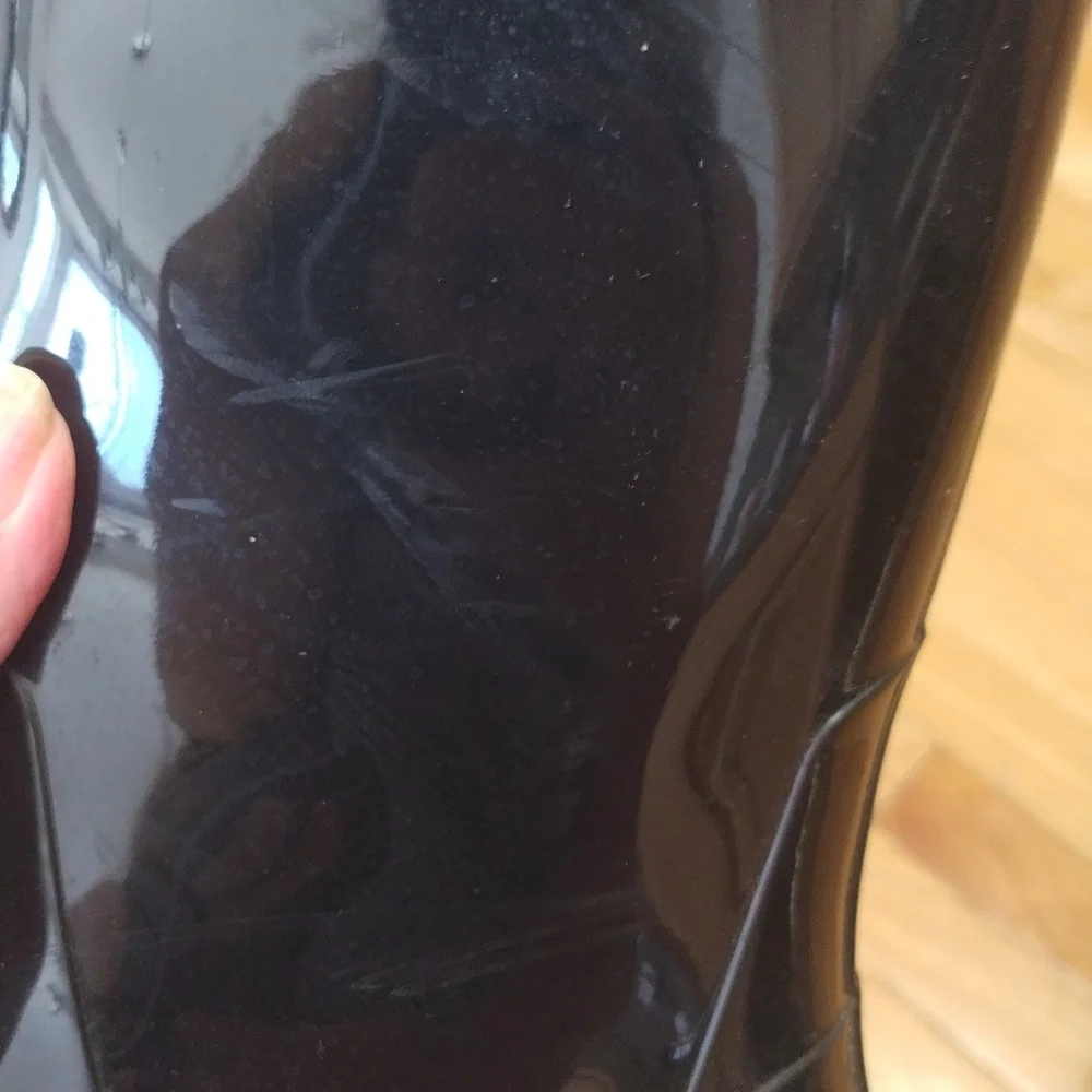 -UGG black shiny rubber calf length boots made in the USA waterproof boots